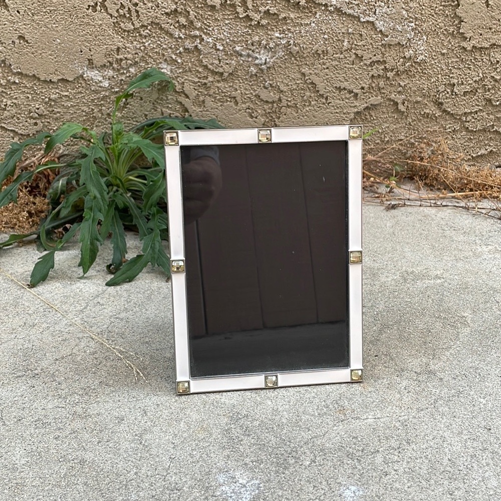 Rectangular Silver Metal Frame, Gem Stone Border